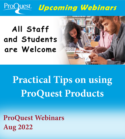 ProQuest Webinar in Aug